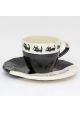 White and black neko teacup with saucer