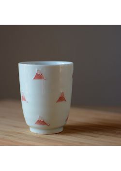 Yunomi teacup fujisan red 180ml