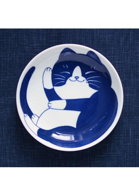 Porcelain plate neko navy blue 20cm