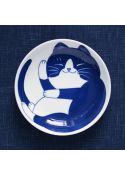 Porcelain plate cat neko navy blue 20cm