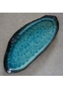 Leaf shape plate turquoise 36x16cm