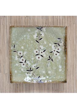 Talerz kwadratowy sakura zielony 17cm
