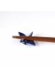 Porcelain chopsticks rest crane tsuru navy blue