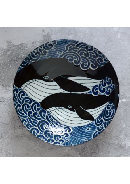 Porcelanowy talerz wieloryby kujira 21,5cm
