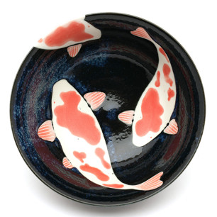 Navy blue and red koi carp...