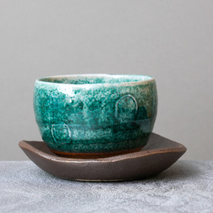Turquoise teacup with saucer 350ml