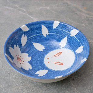 Ramen bowl rabbit usagi mochi blue 1100ml