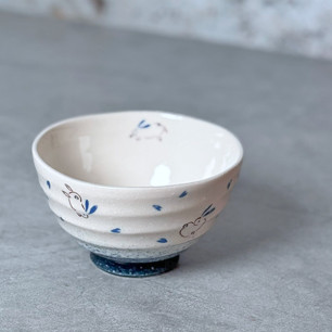 Bowl rabbits - usagi - navy blue 300ml