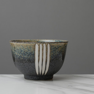 Grey and brown bowl with white stripes 500ml