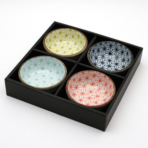 Set of asanoha sauce plates for 4 people