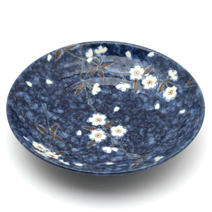 Sakura navy blue deep plate 23cm