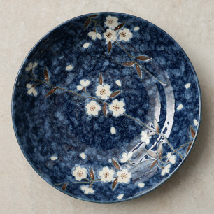 Sakura navy blue deep plate 23cm