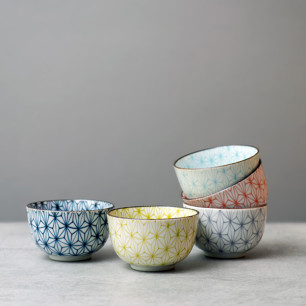 Komplet czarek do herbaty asanoha dla 5 osób