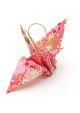 Chirimen ornament - crane pink