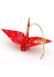 Chirimen ornament - crane red