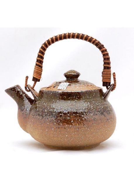 Brown and green teapot
