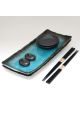 Turquoise sushi set with black chopsticks