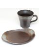 Brown - grey teacup with saucer