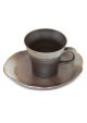 Brown - grey teacup with saucer