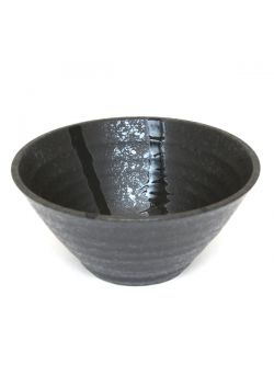 Ramen bowl black flat bottom