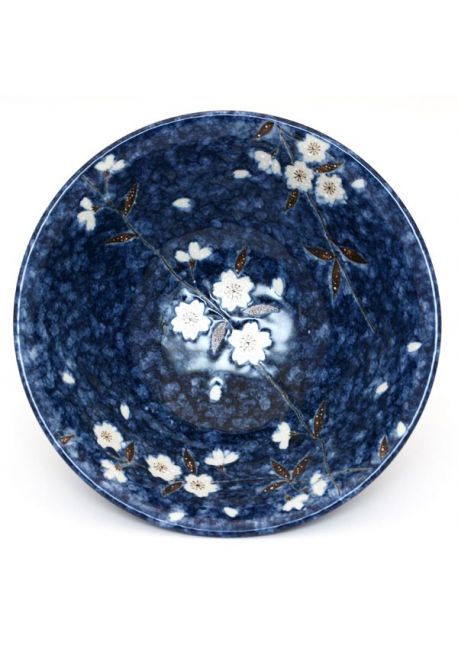 Sakura soup bowl navy blue