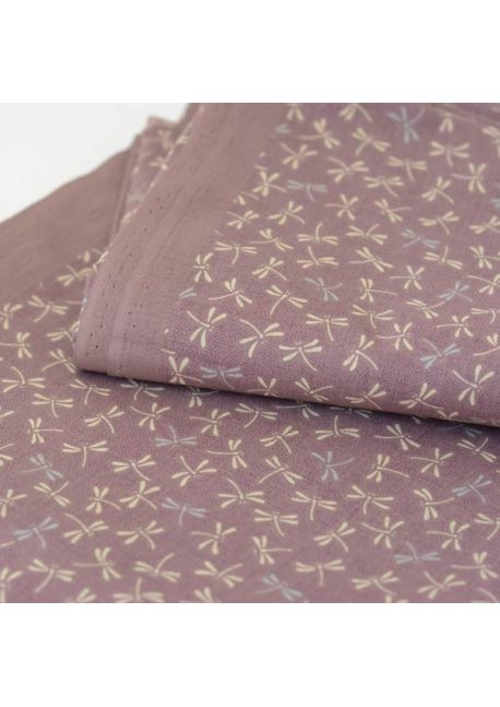 Dragonfly lilac cotton fabric