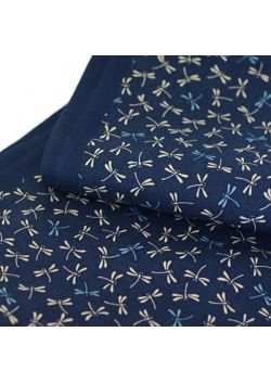 Dragonfly navy cotton fabric