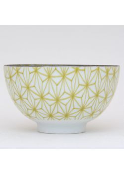 Porcelain ricebowl asanoha green