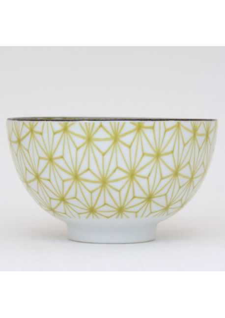 Porcelain ricebowl asanoha green