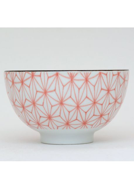Porcelain ricebowl asanoha red