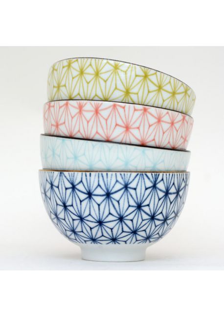 Porcelain ricebowls set asanoha
