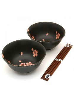 Hanami black bowl set
