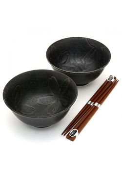 Hana black bowl set